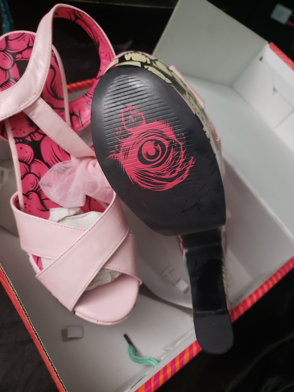Iron Fist Pink Zombie Platform Sandals with Tulle Bows Extremely Rare Size 10 - Picture 13 of 13